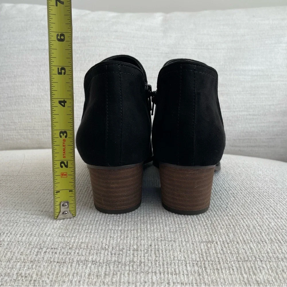 Fergie Black Ankle Booties with Wooden Heel and Zipper - Picture 7 of 12